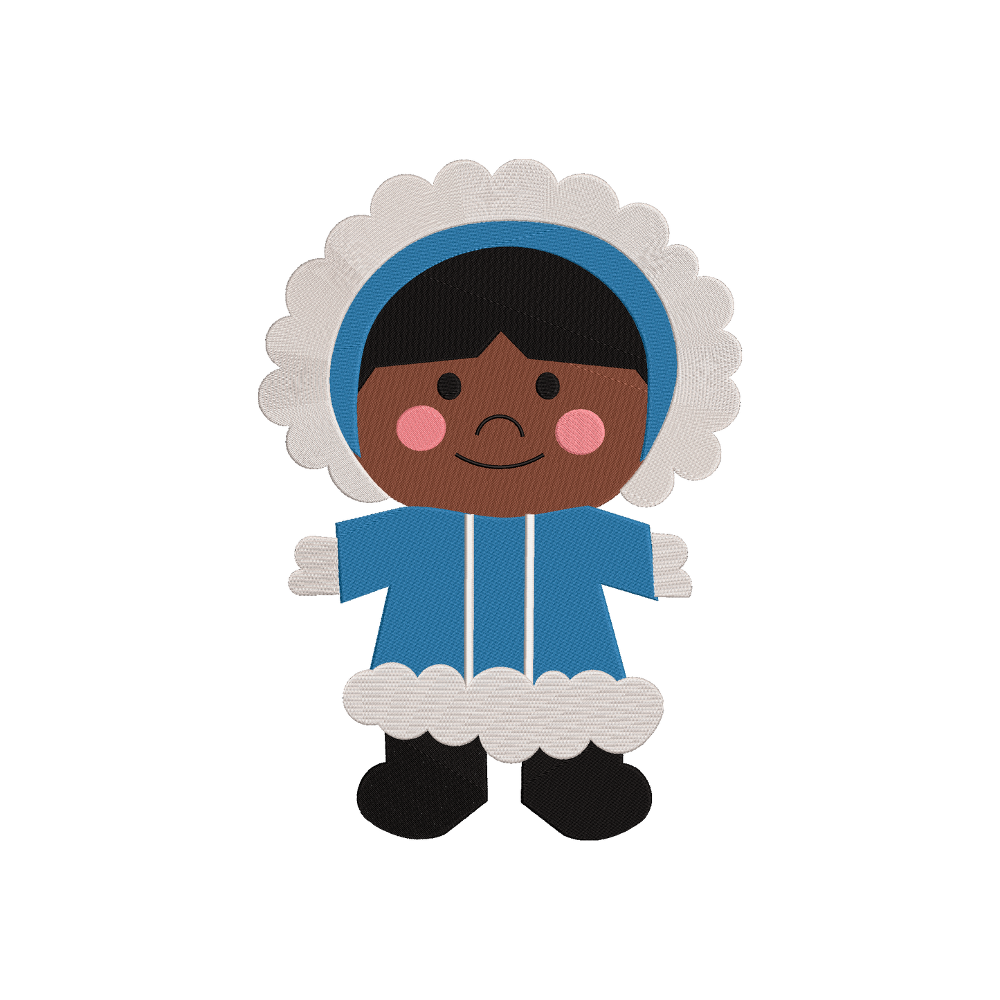 Small World Alaskan Eskimo Dolls Machine Embroidery. Complete with Hat Size!
