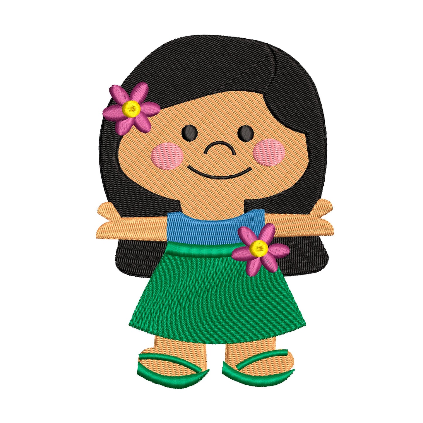 Small World Hawaiian Small World Dolls Machine Embroidery. It's a Small World Sign. Complete with Hat Size!