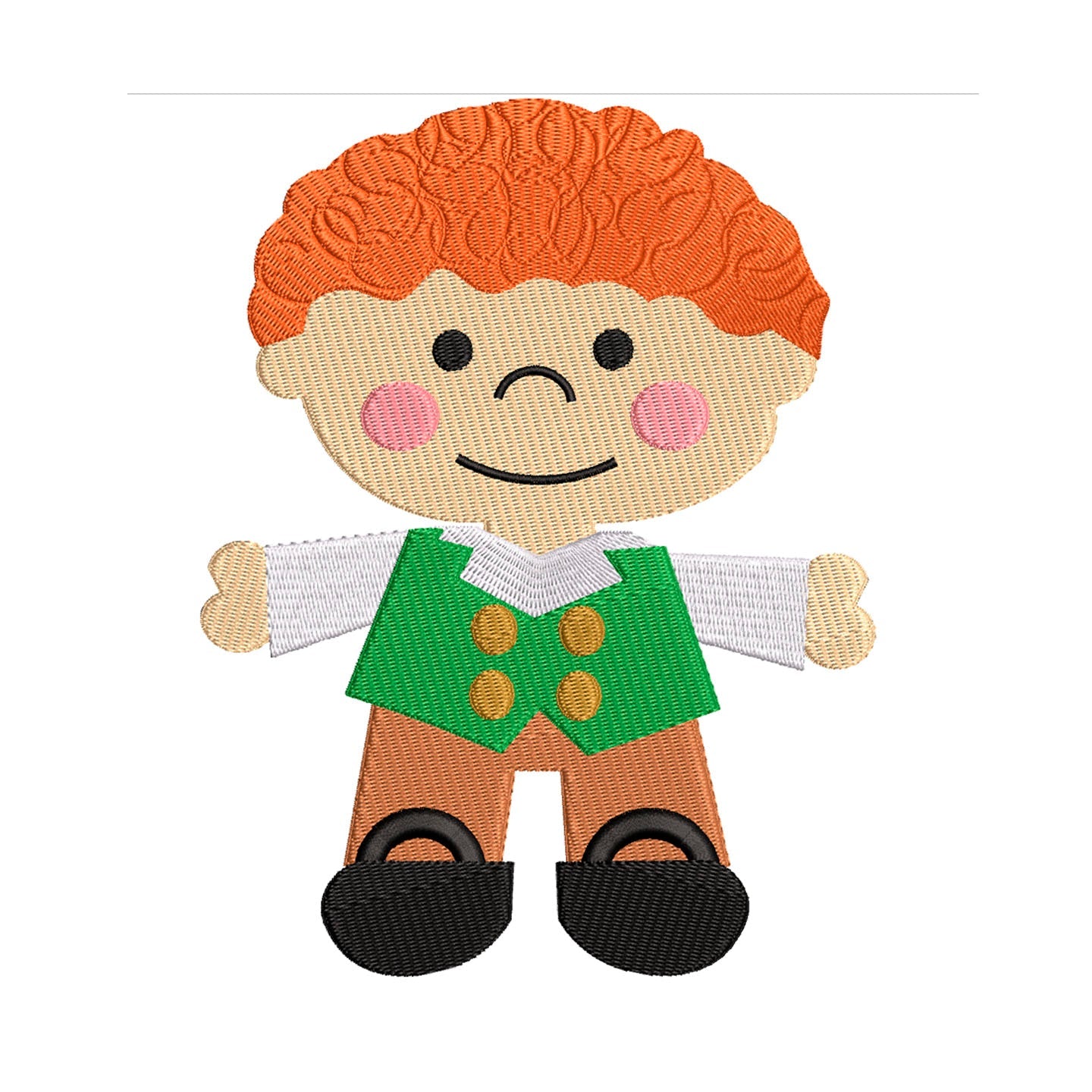 Small World Irish Ireland Dolls Machine Embroidery. Complete with Hat Size!