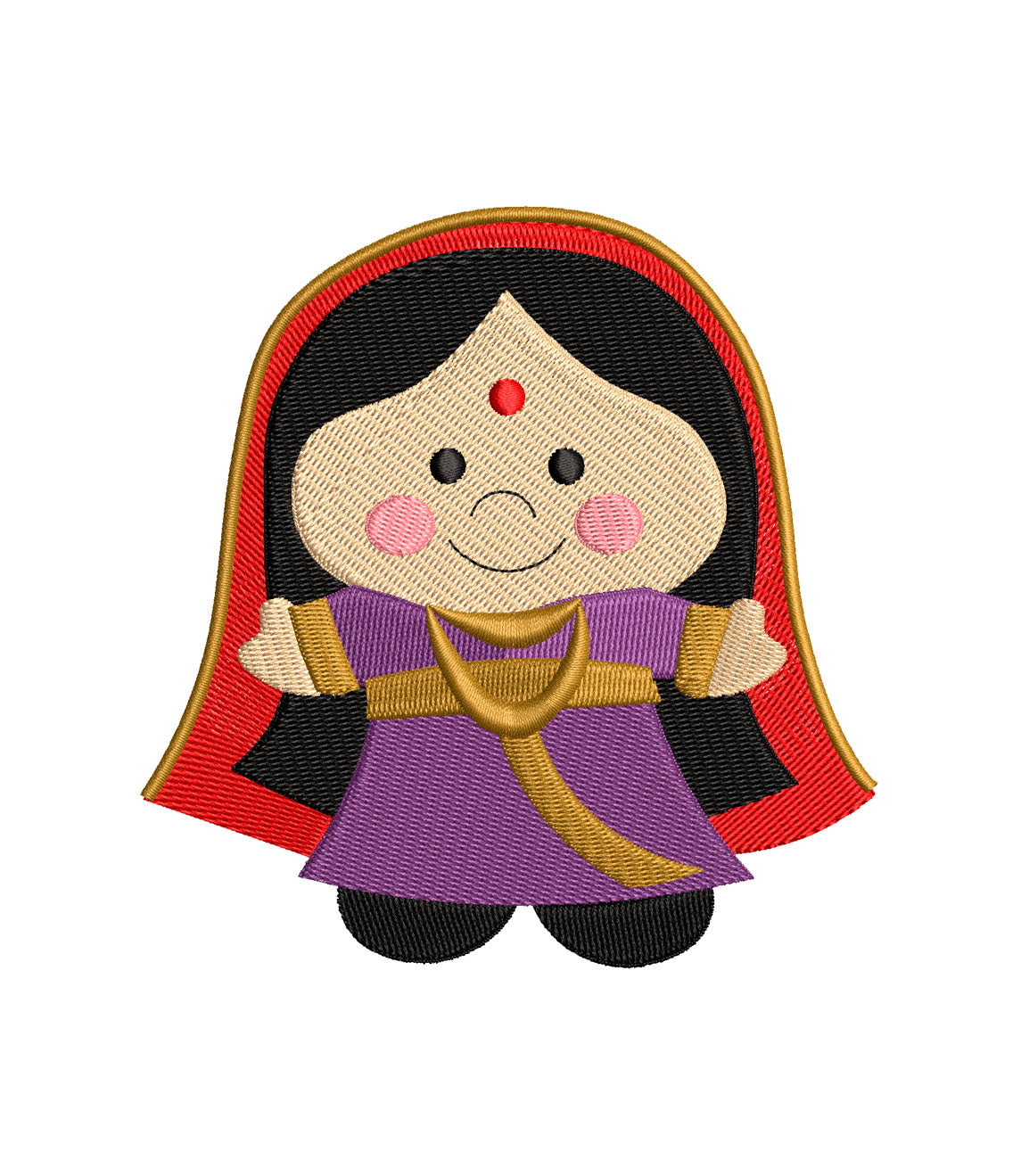 Small World India Wold Dolls Machine Embroidery. Complete with Hat Size!