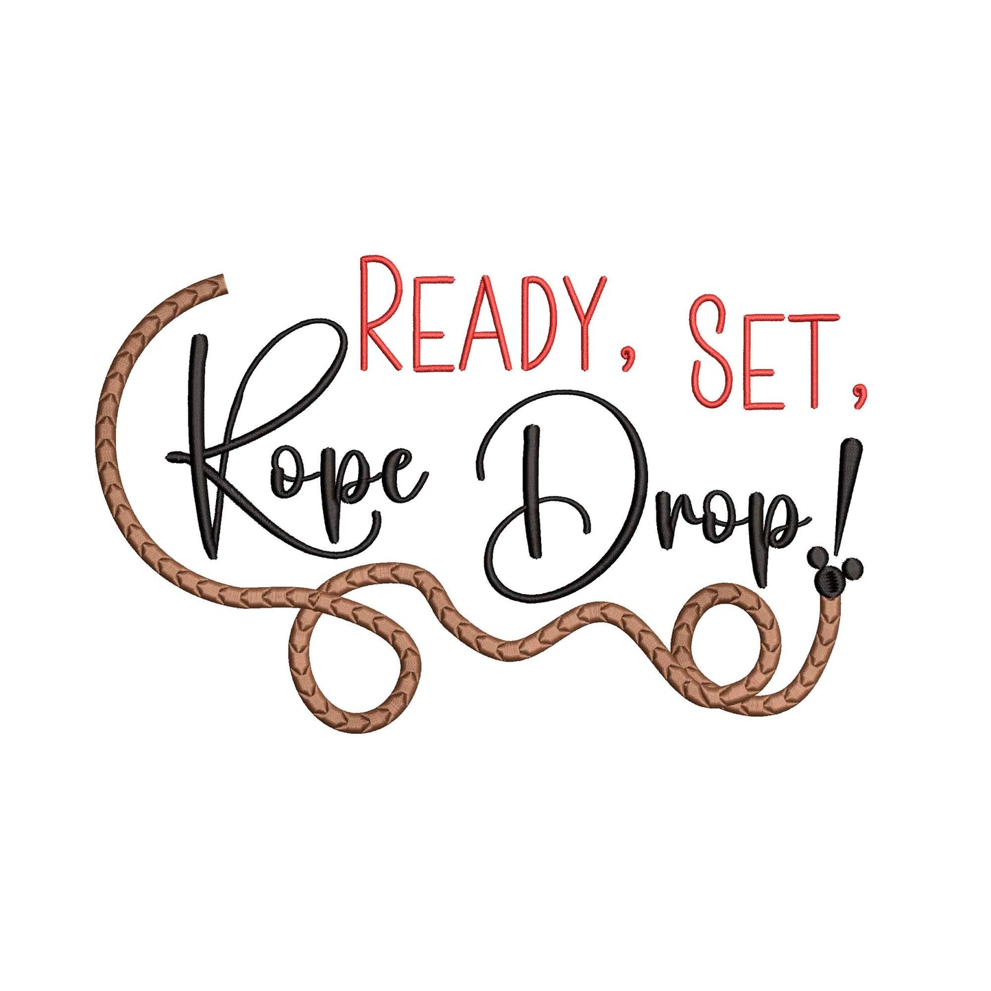 Ready, Set, ROPE DROP! Disney Parks inspired Machine Embroidery Design.