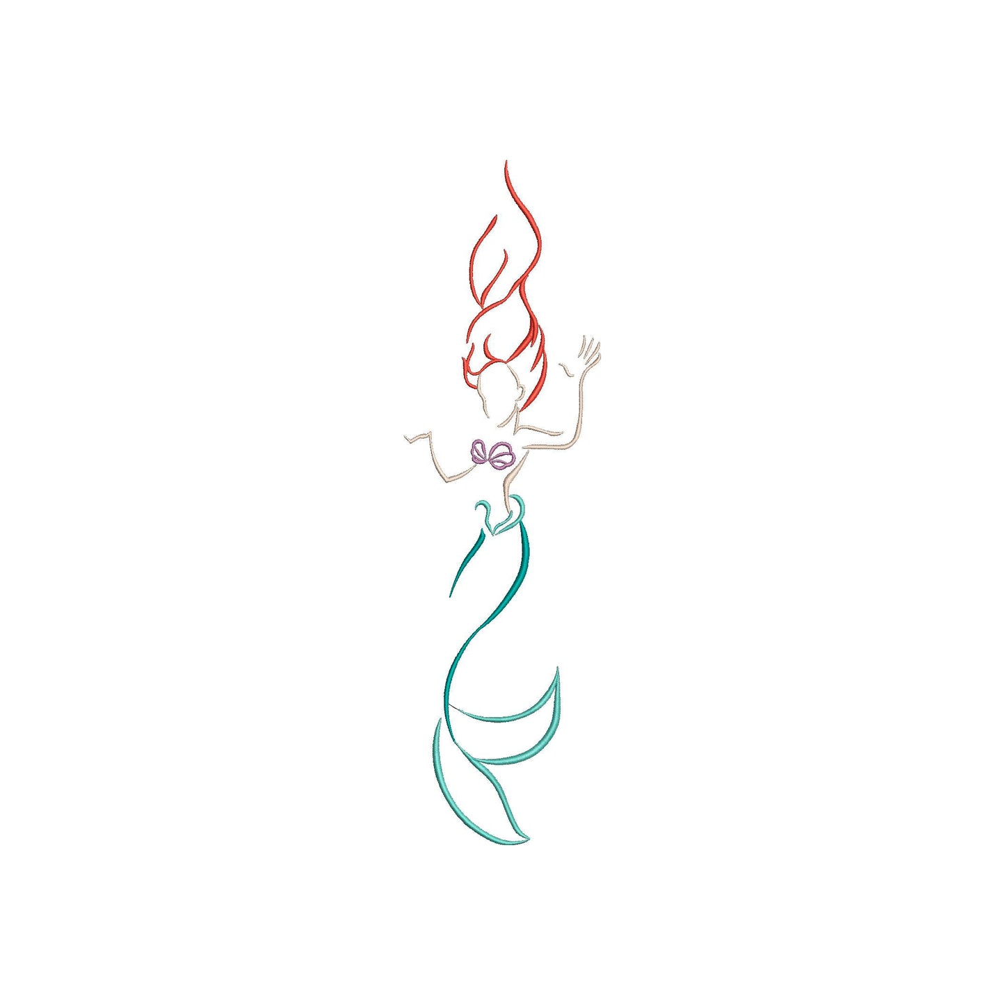 Abstract My Little Mermaid Ariel Inspired Machine Embroidery