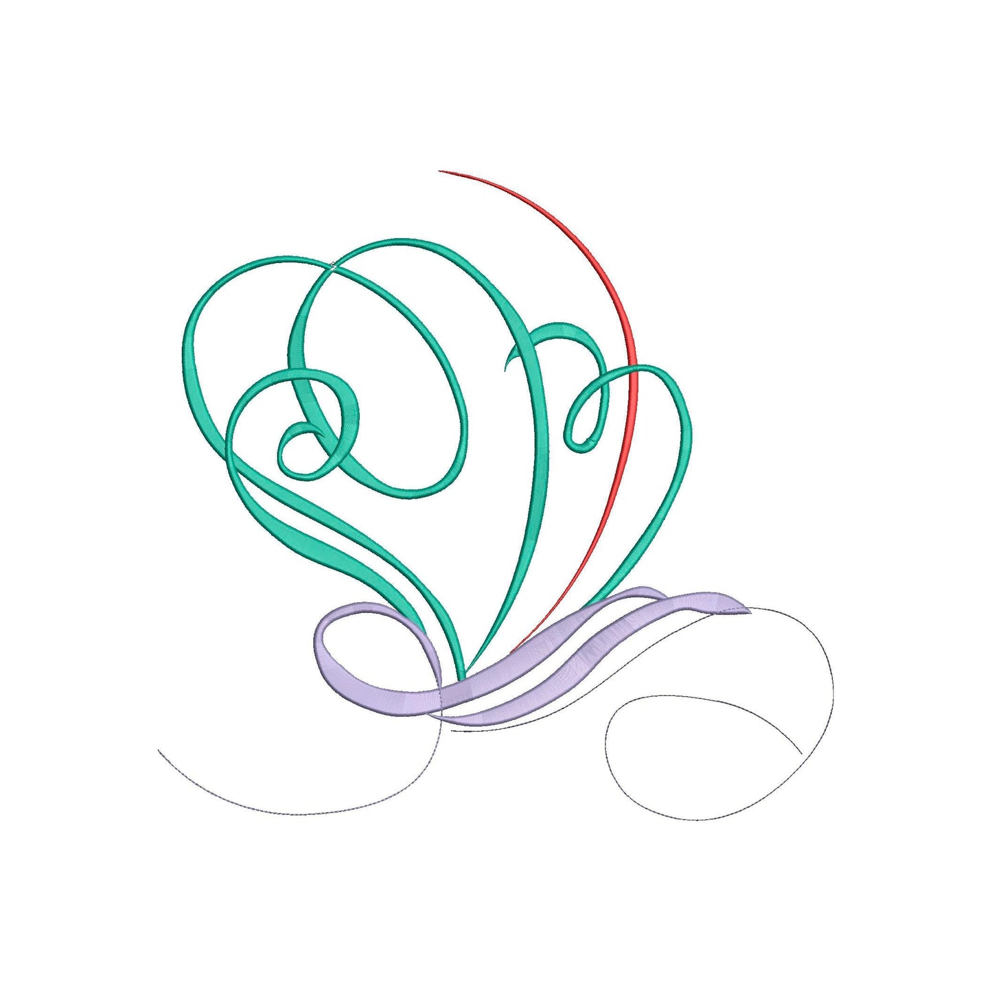 Abstract Princess Ariel Logo Machine Embroidery.