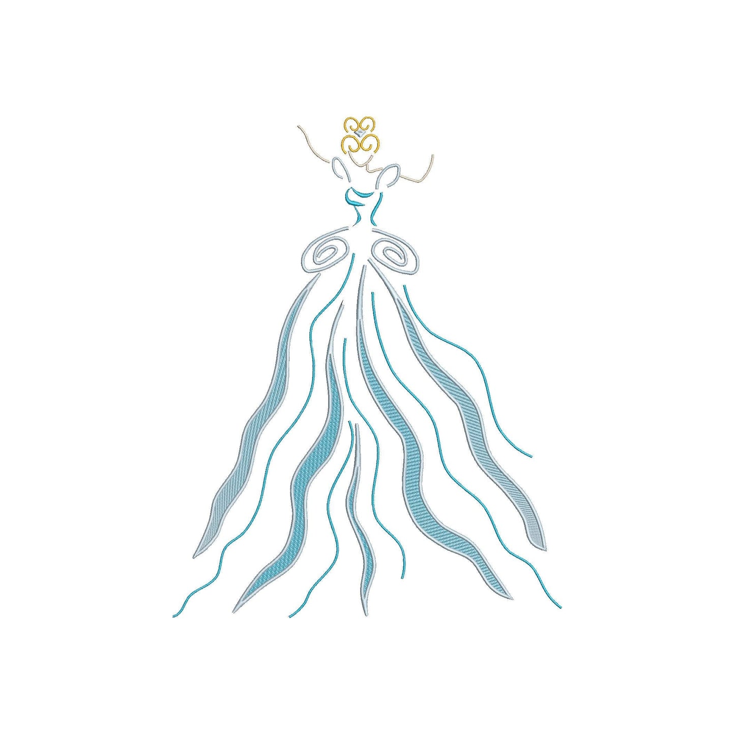 Abstract Princess Cinderella Machine Embroidery.