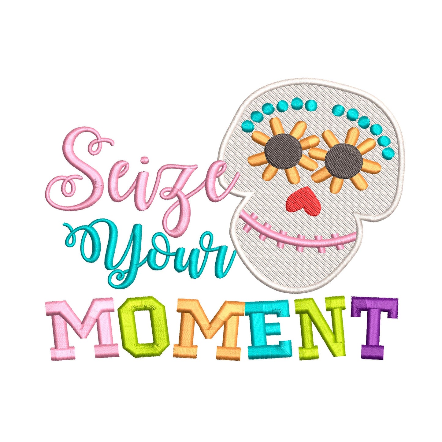 Day of the Dead inspired Machine Embroidery Design. 4 sizes Seize your moment