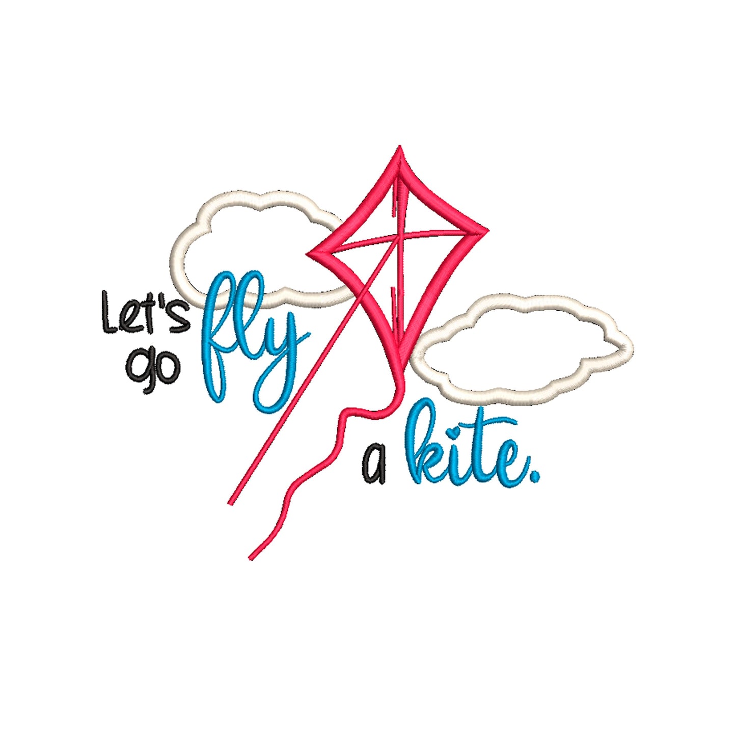 Mary Poppins inspired Machine Embroidery Design. Let's Go Fly a Kite. Both Filled and Applique