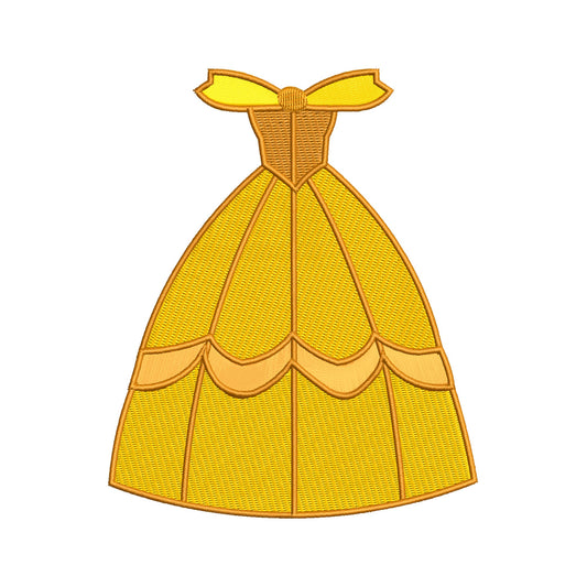 Princess Belle Beauty & the Beast Dress Machine Embroidery Design. BONUS - Hat design included.