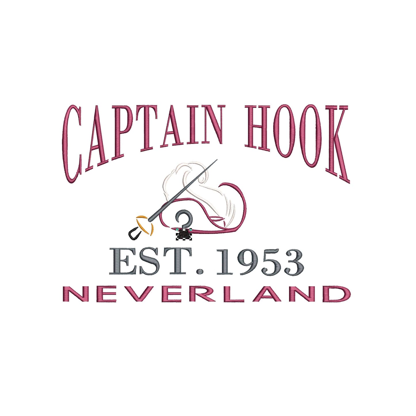 Captain Hook from Peter Pan Machine Embroidery. Established 1953.