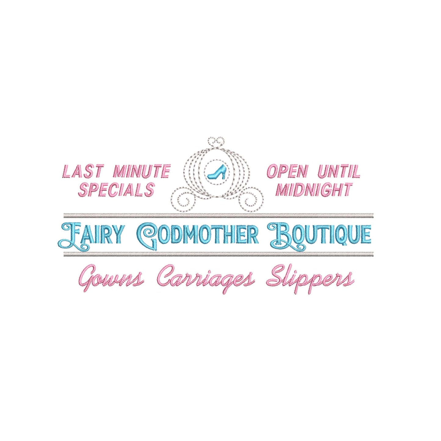 Princess Cinderella Fairy Godmother Boutique Machine Embroidery.