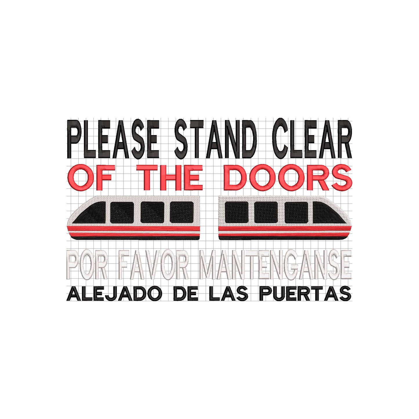 BUNDLE -  Parks inspired Machine Embroidery Design. Please Stand Clear of the Doors!  Monorail 4 different Designs