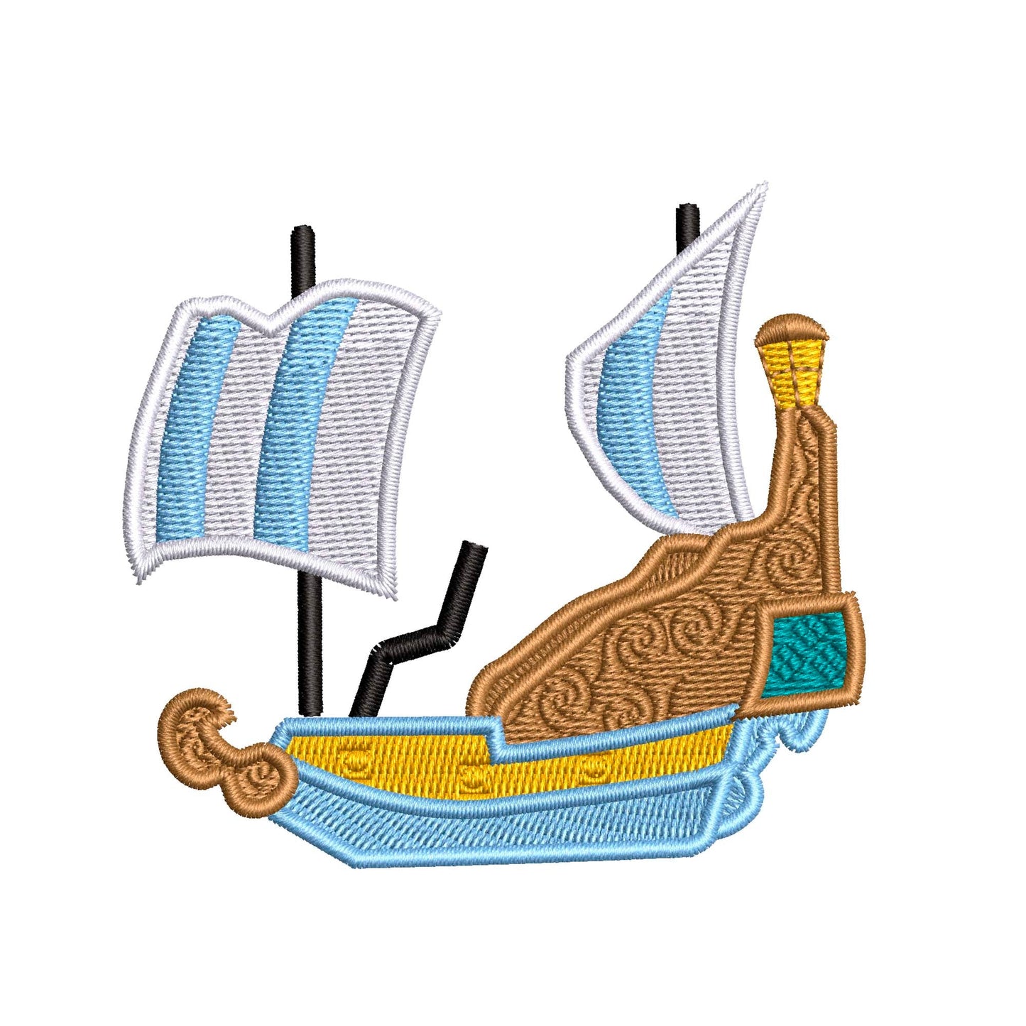 Peter Pan Pirate Ship Ride Vehicle inspired Machine Embroidery Design.