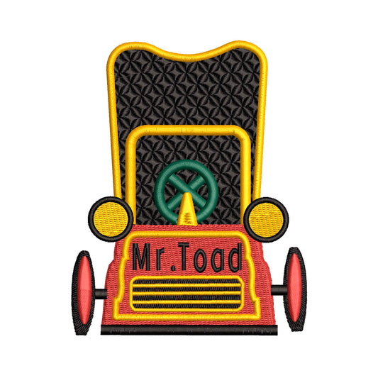 Mr. Toad's Machine Embroidery Design. Ride Vehicle