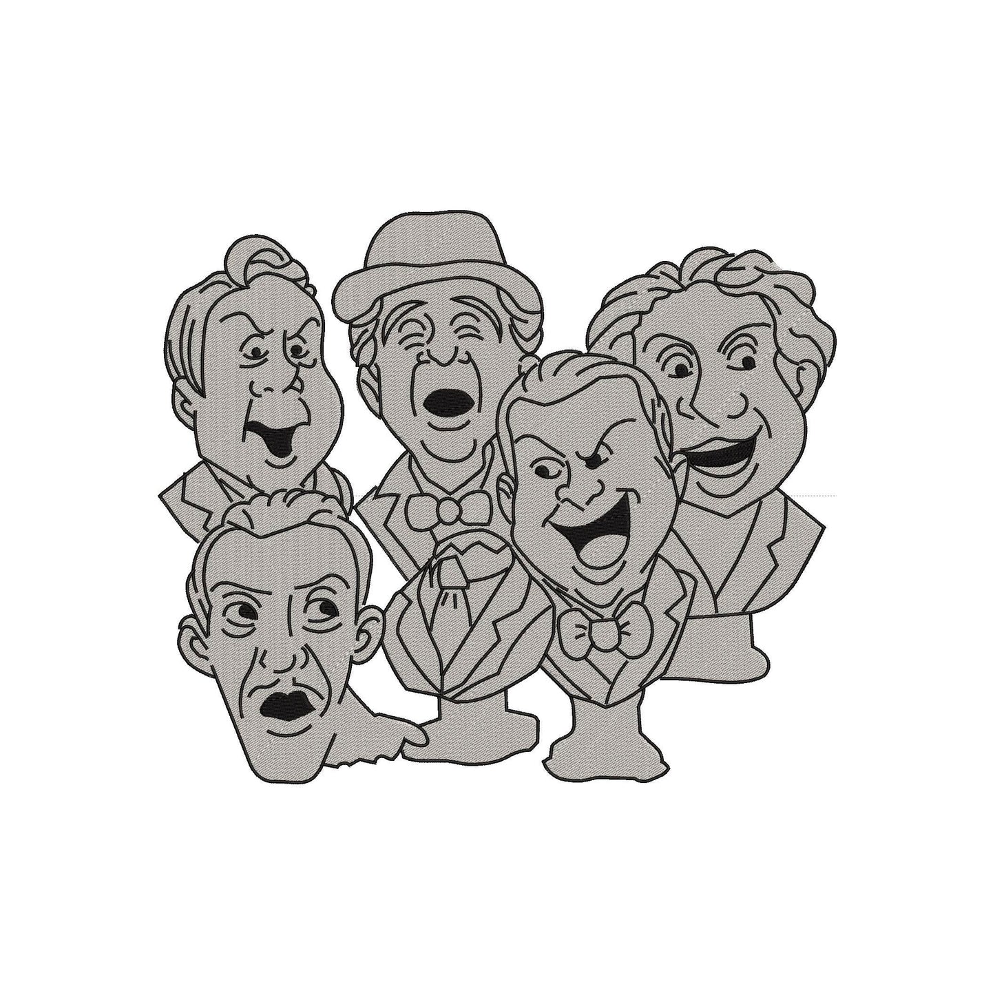 Haunted Mansion Singing Busts or Mellomen Machine Embroidery Design. 6 sizes