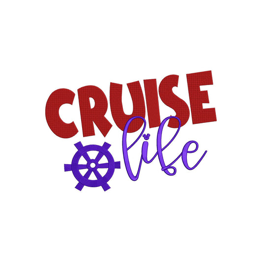 Cruise Life inspired Machine Embroidery Design.