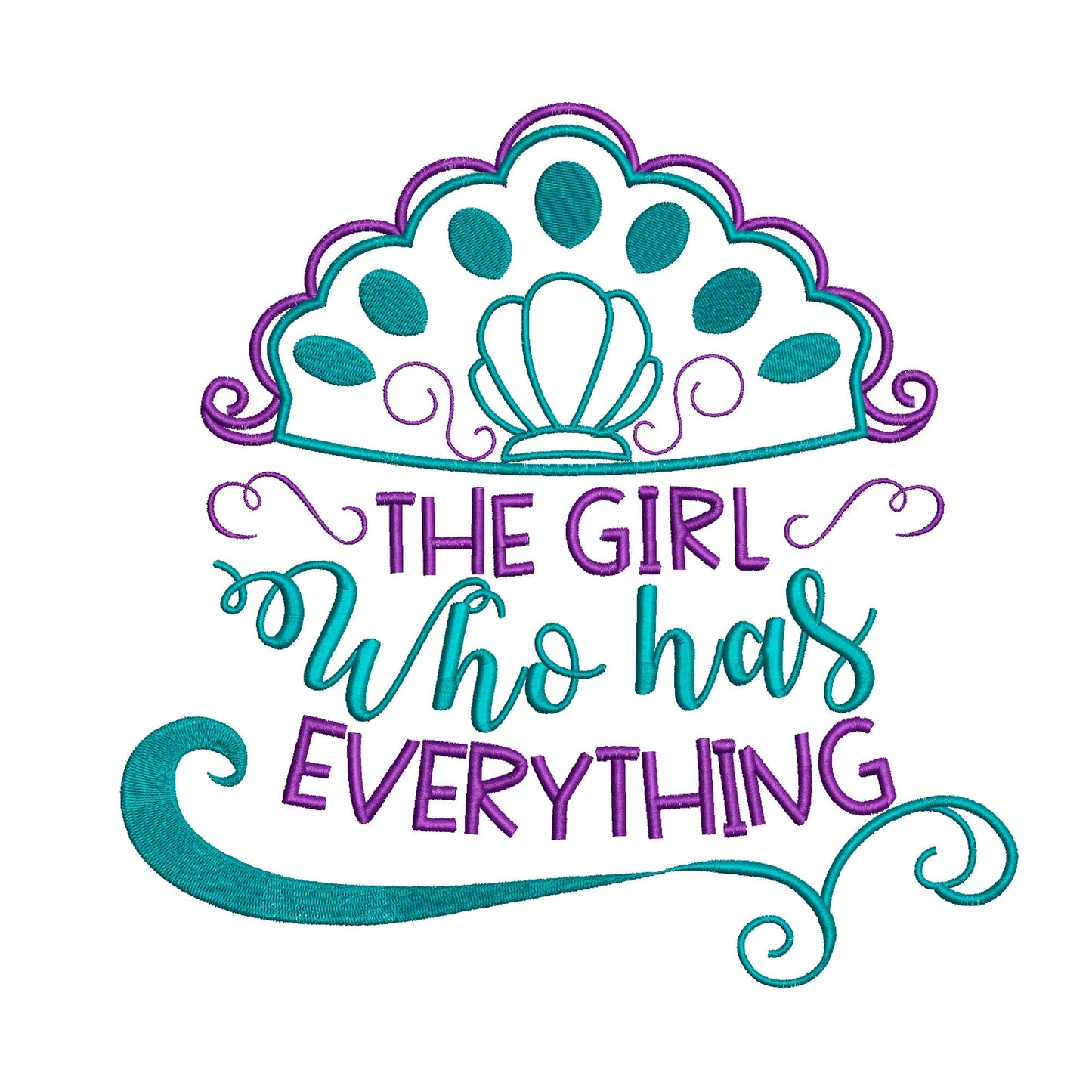 Ariel Inspired Machine Embroidery. The Girl Who has Everything. 9 Sizes