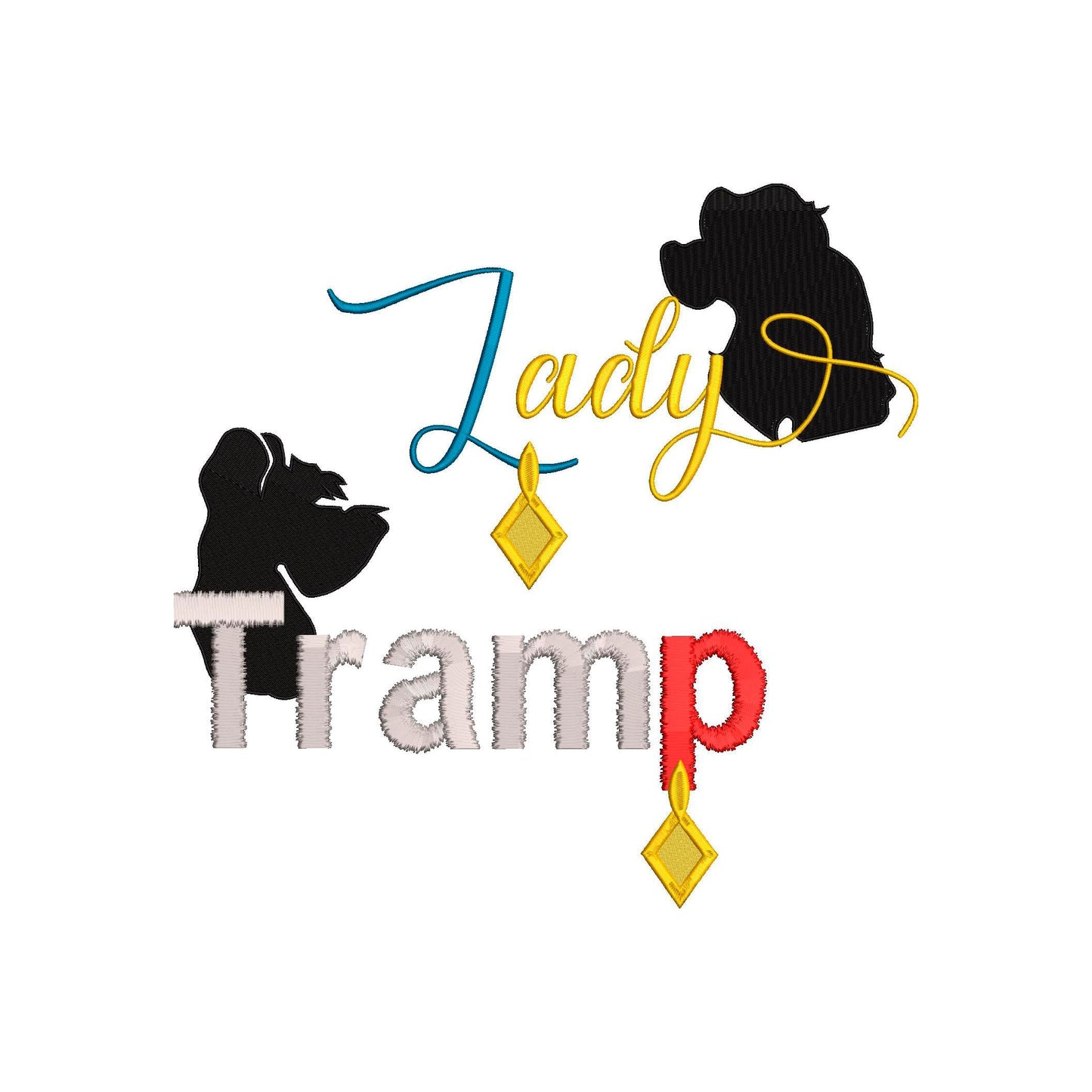 BUNDLE -  Lady and the Tramp inspired Machine Embroidery Design.